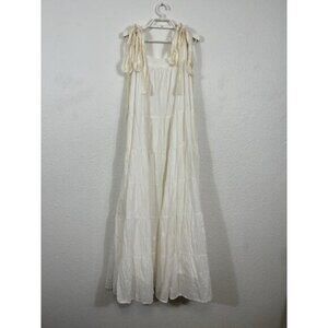 Aish Dress Womens Size Small White Sleeveless Cotton Maxi Bohemian Tiered
